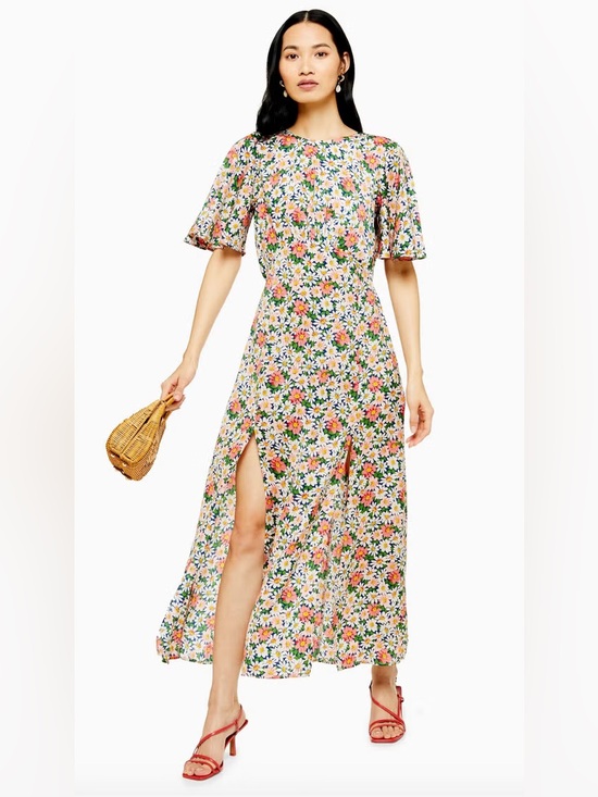 Topshop Dresses & Skirts - Topshop Austin floral print angel sleeve midi dress